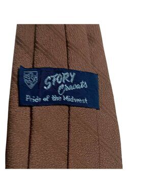 Vintage Necktie Brown Sport Cravats Clip-On Necktie Wide Textured Pattern